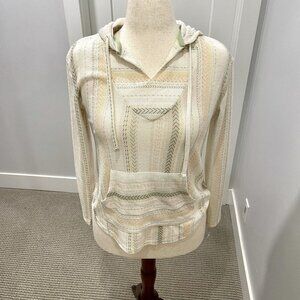 Wallflower NWT! Size M Multicolor Striped Lightweight Tie Hooded Pullover